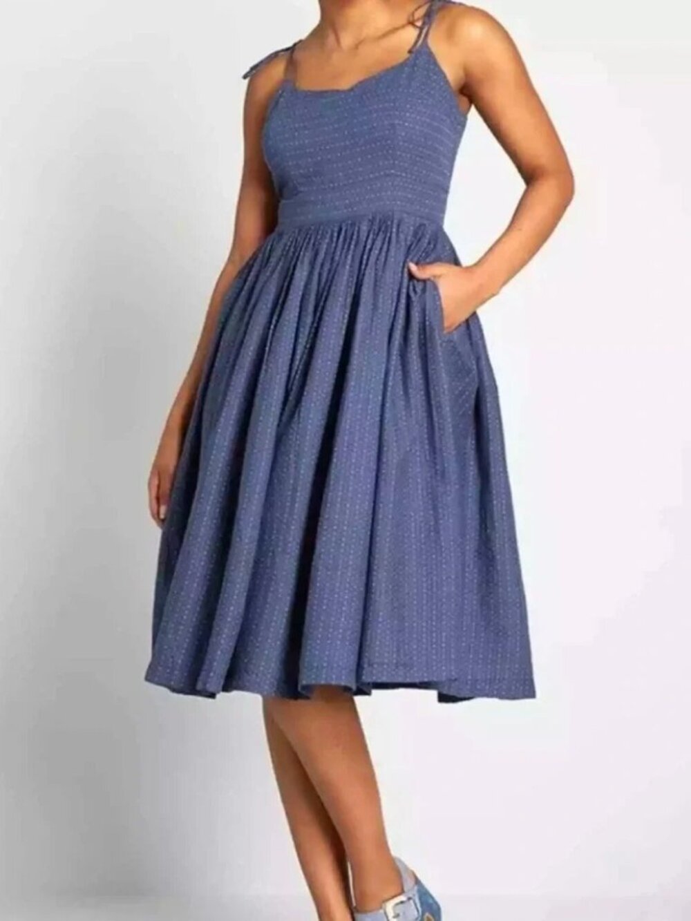 Modcloth 100% Cotton The Fabulous Tie Shoulder Dress, Size 6